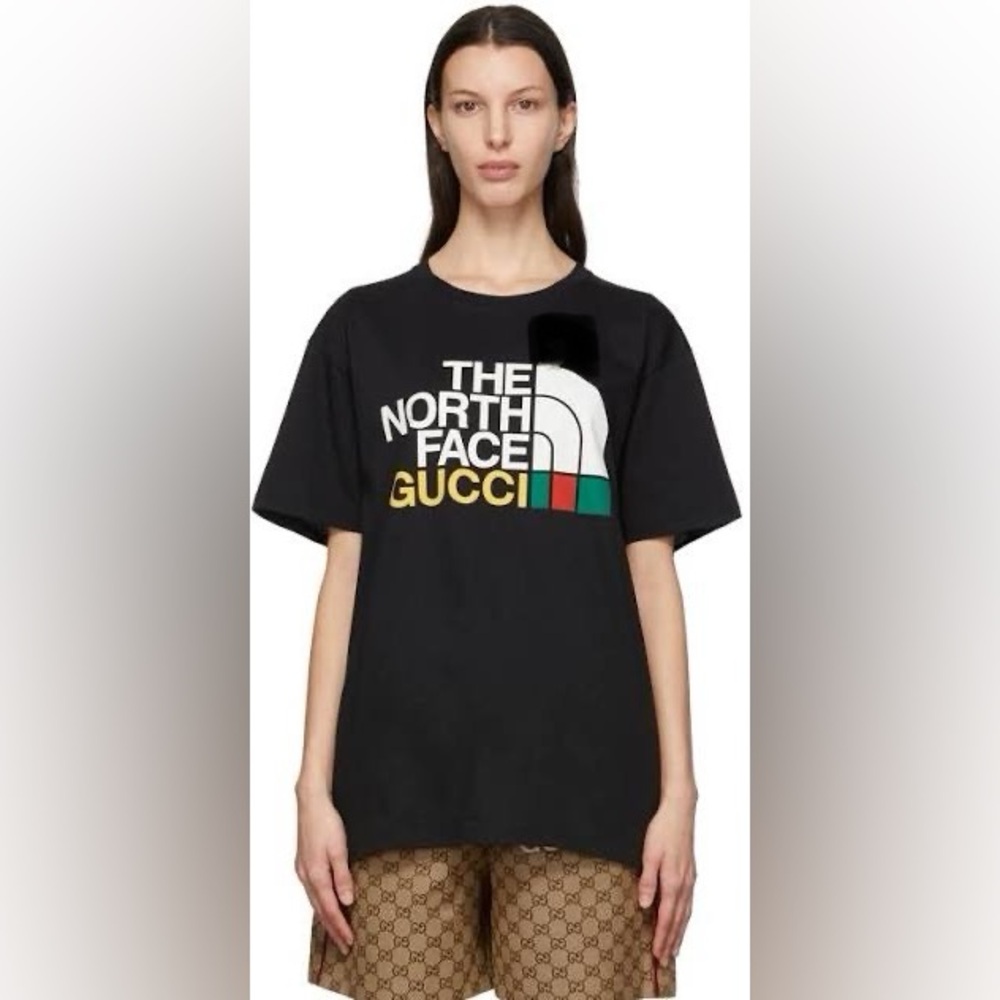 Limited Edition The North Face X Gucci Black Logo T-shirt Size XXL Unisex Design